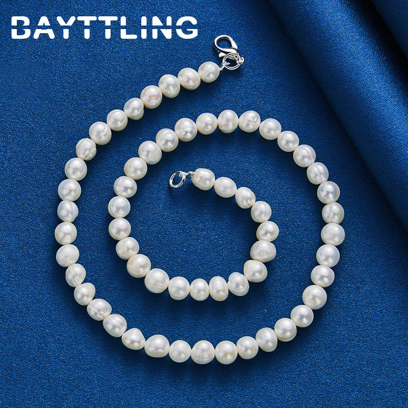925 Sterling Silver Elegant Pe - Pearl Trim Chain 评论和价格